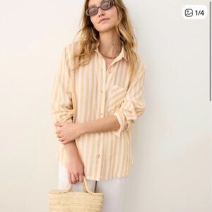 Marine Layer Yellow Striped Button Down Shirt